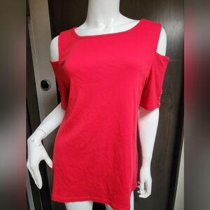 Tommy Hilfiger Vibrant Red Cold Shoulder Tee